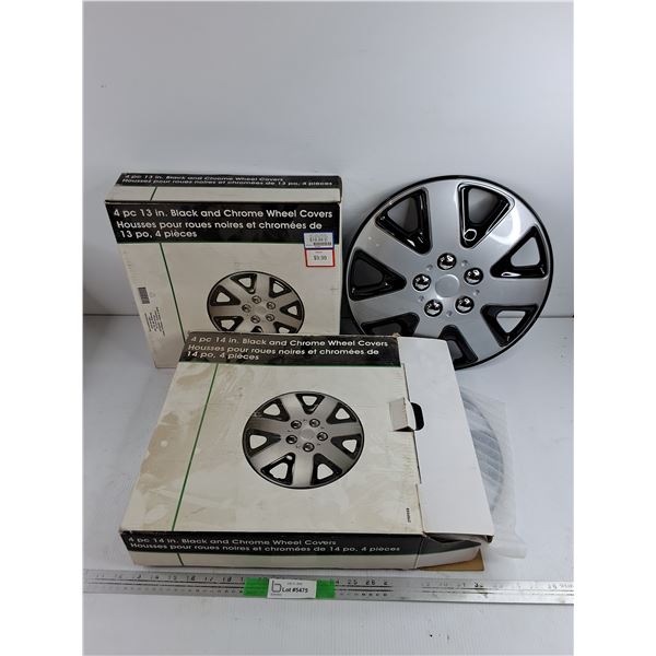 13 & 14 inch Black & Chrome Wheel Covers