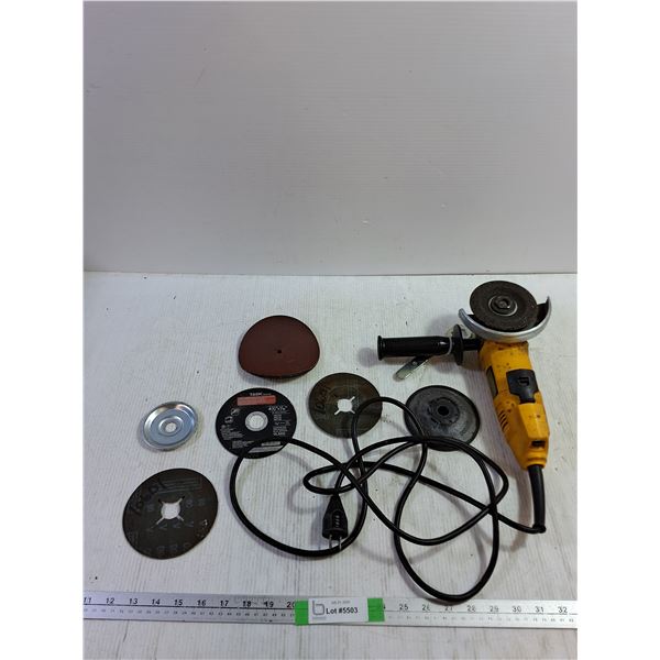 Dewalt Metal Angle Grinder with Metal Cutting Wheels Powers On