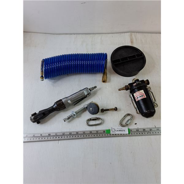 PSI Hose, Pneumatic Air Filter, Air Ratchet, (2) Carabiners