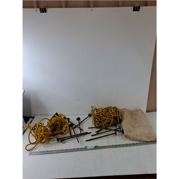 (10+) Ground Rivets and (2) Bundles of Nylon Cord woth Sack