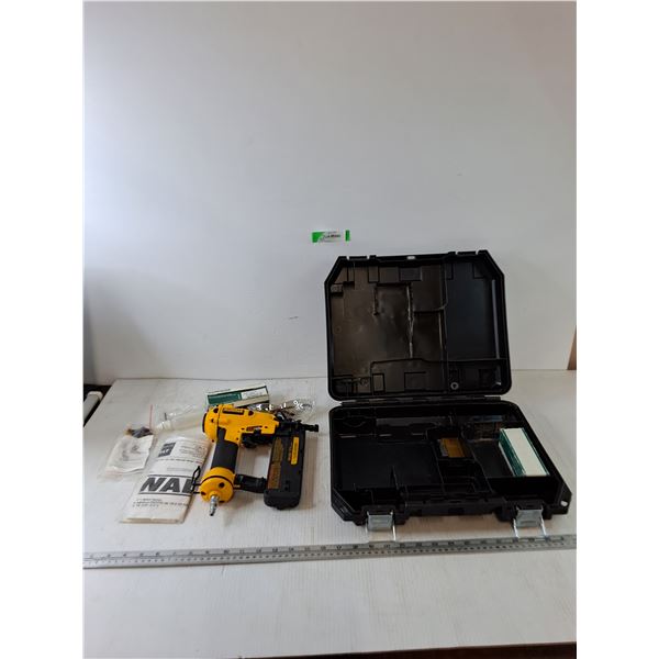DeWalt Nail Gun Untested with Safety Goggles, Manual, (2) Nail Boxes, Oil Container, Case