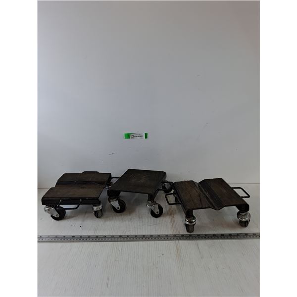 (3) Small Trolleys with Wheels