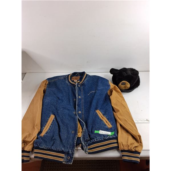 Denim Jacket - Size XL, & Bear Hat