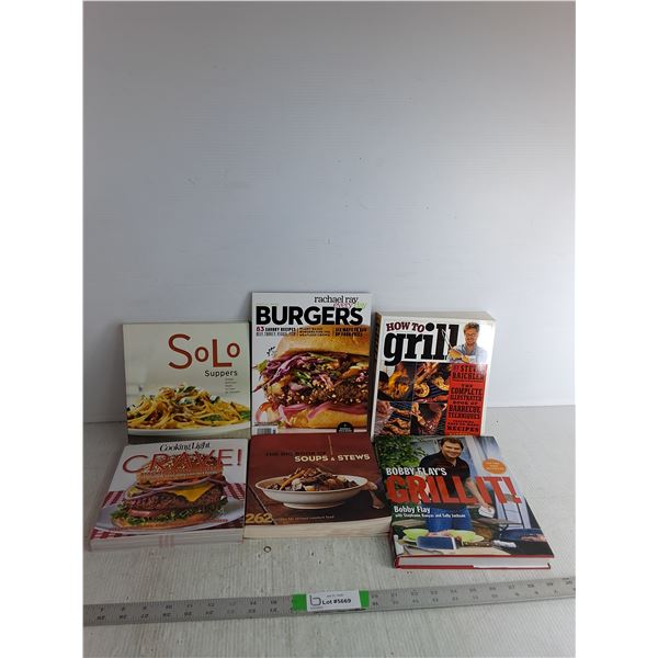 (6) Cookbooks- Solo Suppers, Grill It, How To Grill, Everyday Burgers