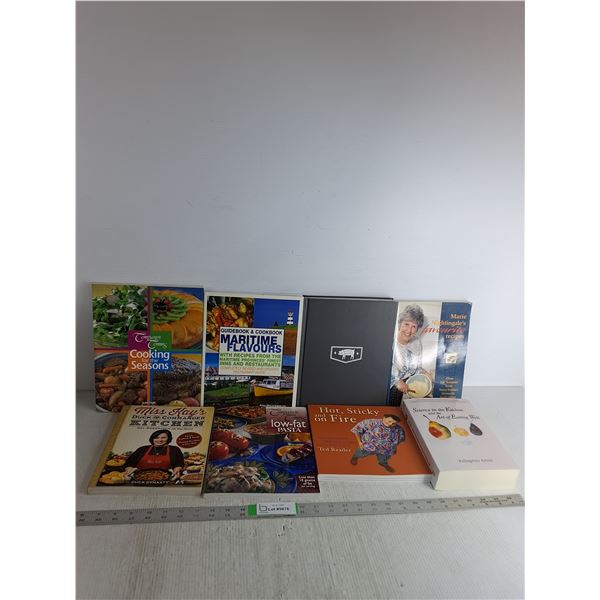 (8) Cookbooks- Cooking For Seasons, Duck Commander Kitchen, Low Fat Pasta, Hot Sticky & On Fire