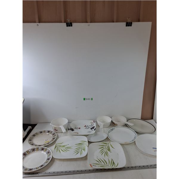 (8) Large Plates, (3) Small Pots, (1) Small Plate All Ceramic, Corningware, Corelle, Ironside
