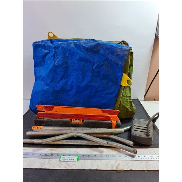 1-2 Person Tent w/ Poles, Safety Triangle (Missing a Side), Misc