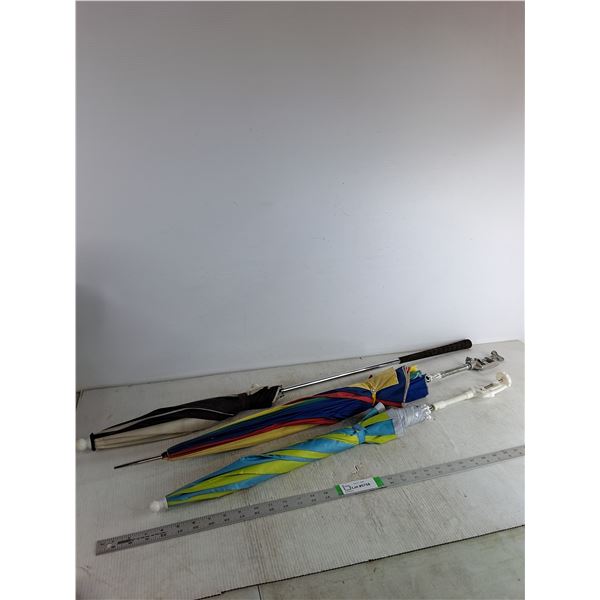 (3) Umbrellas Up To 40"- (2) With Vinces On Handles, Pickup Only