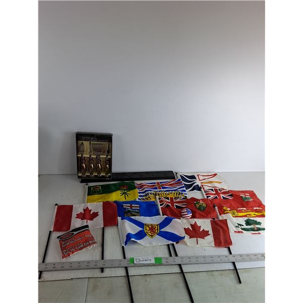 Roma Stainless Gourmet Cheese Set, Golf Tees,  Provincial Flags