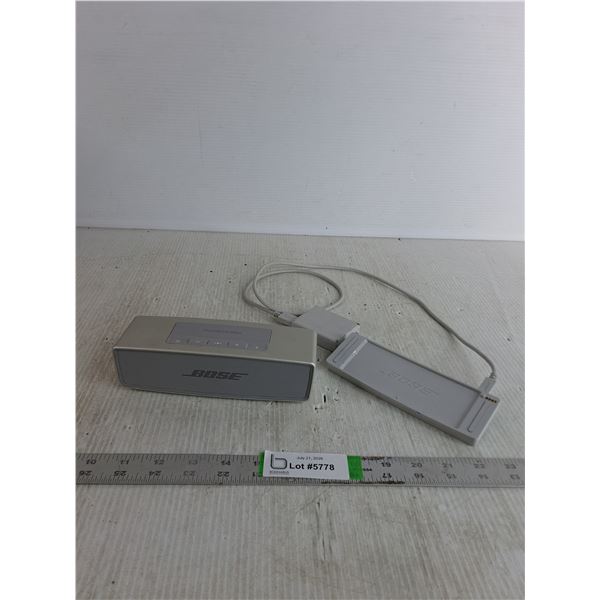 Bose Bluetooth Speaker 7"x2.5"x2" And Charger, Powers On