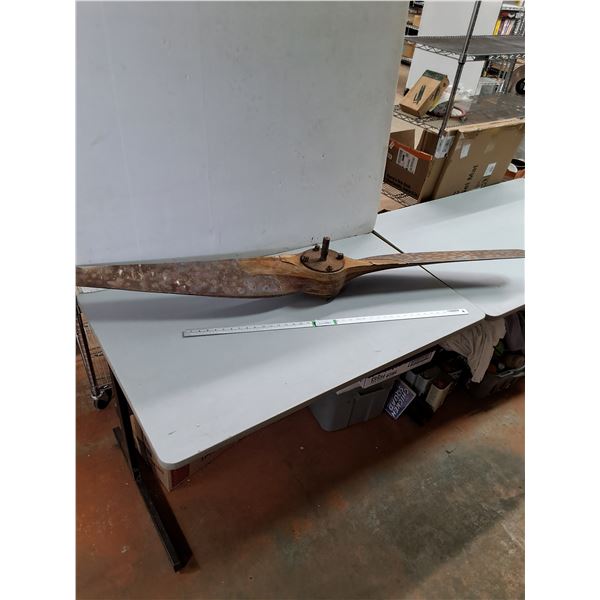 # Vintage Wood Airplane Propeller w/Metal Tipped Blades - 68" long - Cannot Ship