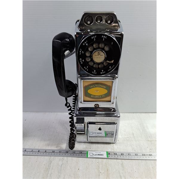 Vintage Automatic Electric Company 3-slot Payphone in Classic Chrome Finish
