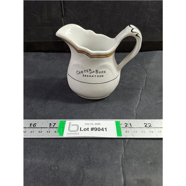 Vintage Cream Pitcher from "Carter& Buck"-Confectionary and Tea Room-opened 1927