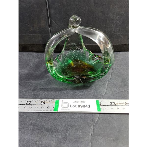 Vintage Murano Bullicante Three Colour Glass Basket