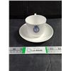 Image 1 : (1) White Porcelain Teacup and Saucer Set Featuring Royal Canadian Navy "Fouled Anchor" Crest