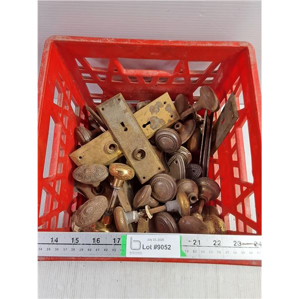 Carte Containing Vintage Door Hardware,Including Brass Knobs,Handles and Plates