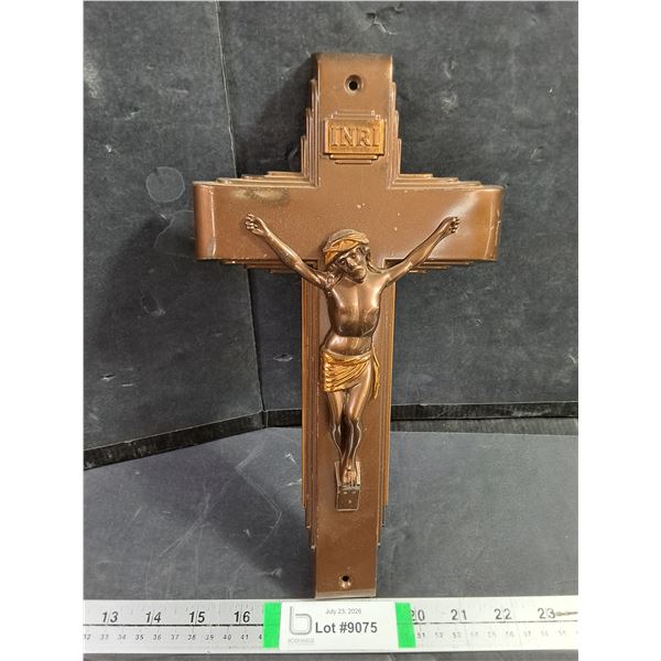 Vintage Parsons Metal Crucifix in Bronze/Copper Finish- 11" Tall