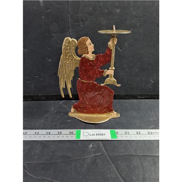 (1) Hand Painted Metal Candle Holder- 8" tall