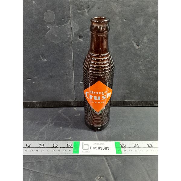 (1) Vintage Orange Crush Bottle in Amber-Colored Ribbed Glass