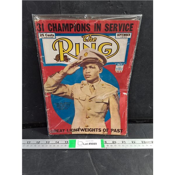 (1) Vintage September 1943 Issue of The Ring Boxing Magazine-Features Sugar Ray Robinson on cover