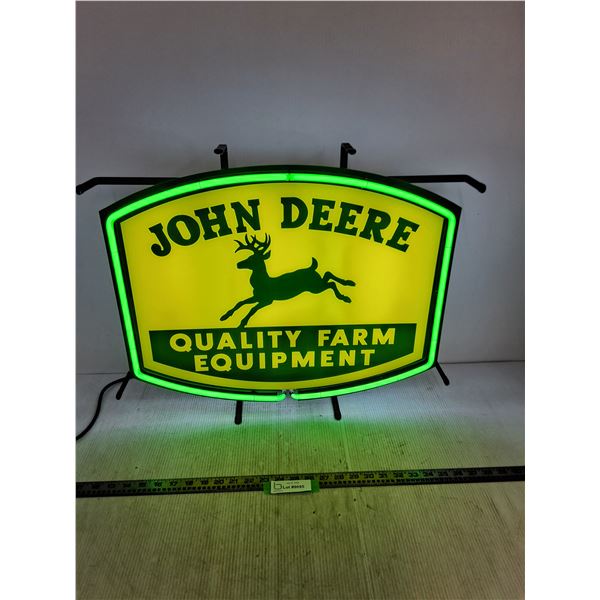 # Vintage Neon John Deere Promotional Sign - 20x24x6" - Working