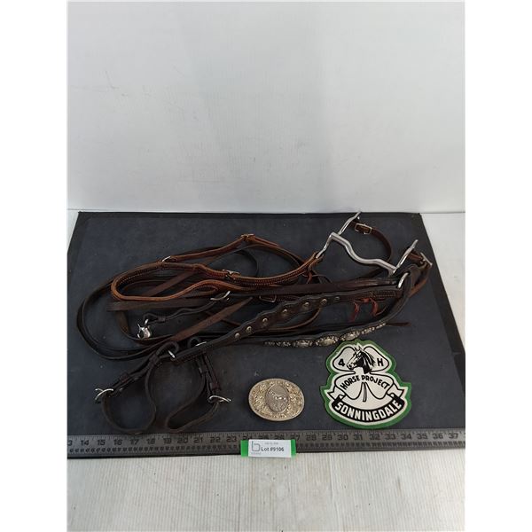 Complete Bridle, Western Breast Collar, Metal Belt Buckle, 4H Patch