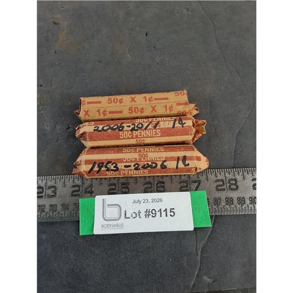 (3) Rolls of Canadian Pennies