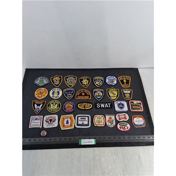 (30) Iron On Badges - US & Canada Police Departments, US Military, Beer Companies