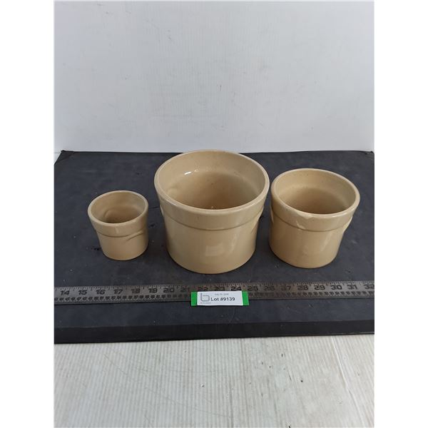 Set of 3 Stoneware Plant Pots
