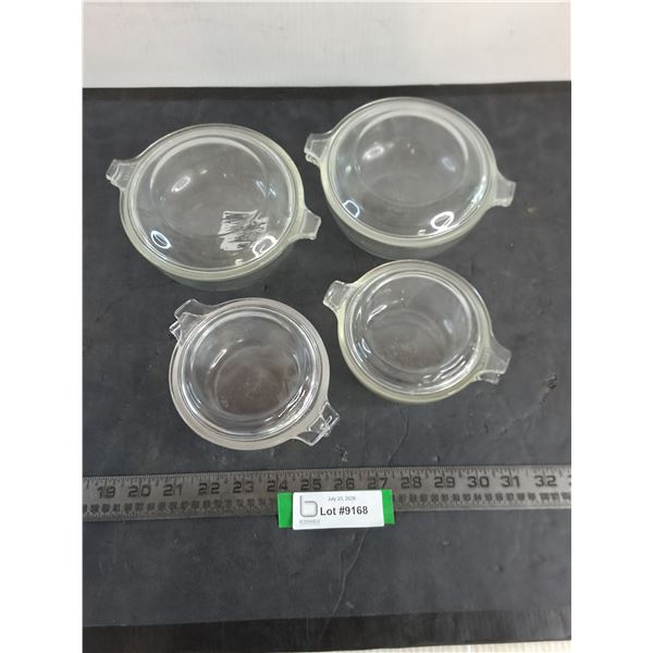 Set of 4 Pyrex Transparent Lidded Dishes