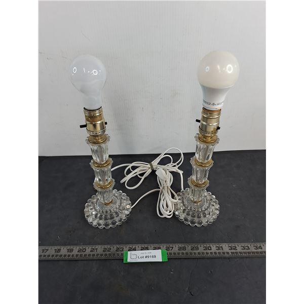 Pair of Vintage Table Lamps - Both Working, No Shades - 14" High