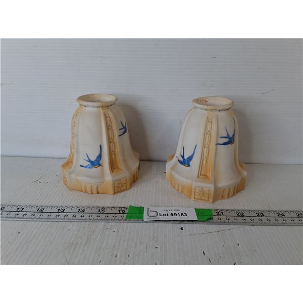 Antique Hand Painted Glass Lampshades 5.5"