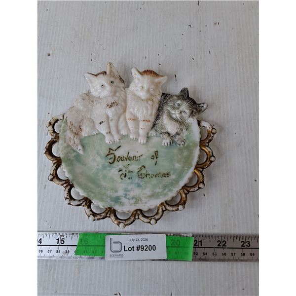 Souvenir of St. Thomas Milk Glass Wall Plate