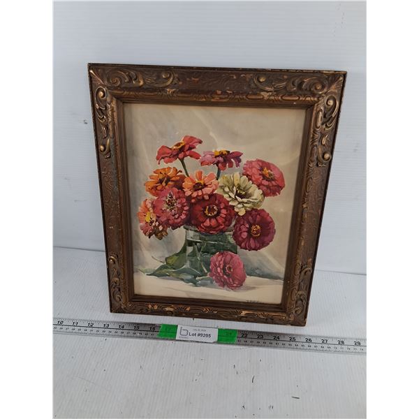 Framed Floral Print 13.25" x 13"