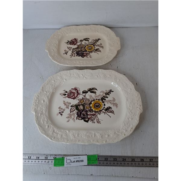 (2) Mason's Ironstone Platters Up to 14.25"