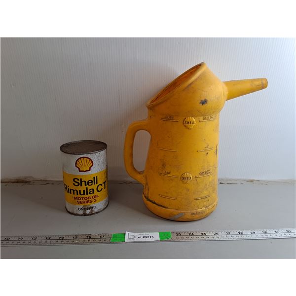 Vintage Shell Oil Measuring Jug & Can