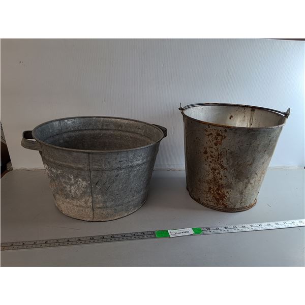 (2) Vintage Galvanized Metal Buckets Up to 11", Pickup Preferred