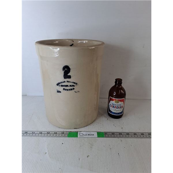 Medalta Stoneware Crock 11.75" & Molson Canadian Beer Bottle