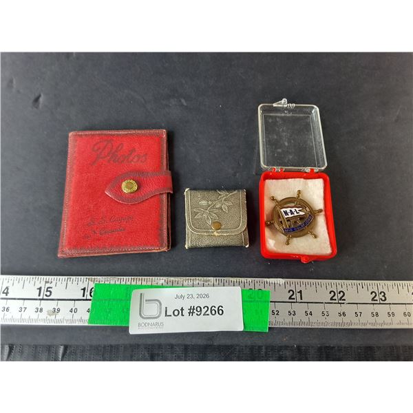 Pocket Photo Frame, Norwegian America Line Pin, Misc.