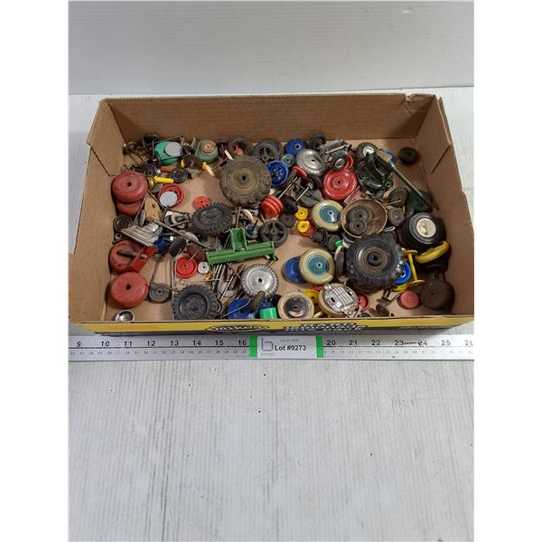 Lot of Assorted Vintage Toy Tractor Wheels,Axels and Misc. Items