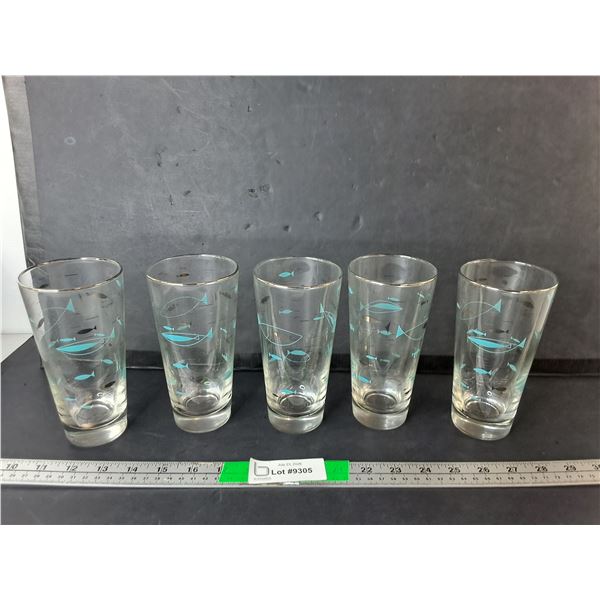 (5) Fish Style Glasses 6.5"