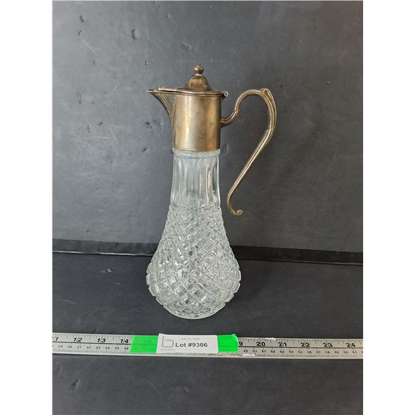 Glass Decanter with Silver Plated Handle 11.5"