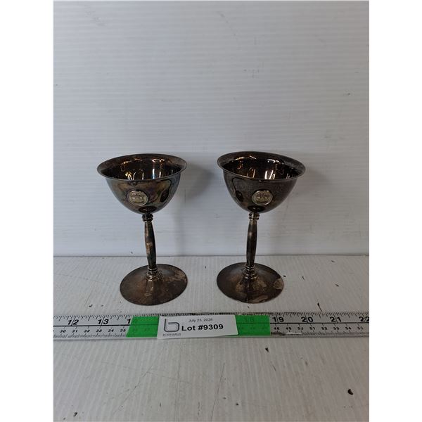 (2) Electroplated Copper Goblets 5"