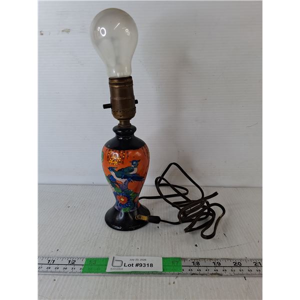 French Style Porcelain Lamp 12" with Bulb- Powers On, No Shade