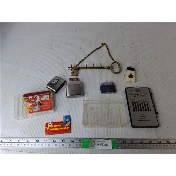 Vintage Cigarette Lighters, Wizard Calculating Machine, Brass Keyholder