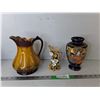 Image 1 : Japanese & Floral Vases, Ceramic Pitcher 8.25"