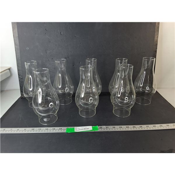(8) Glass Oil Lamp Chimneys 8.5"
