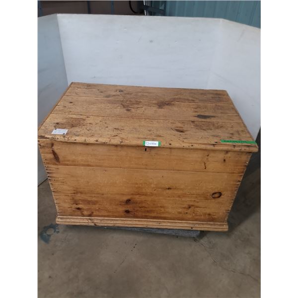 * Antique Pine Wood Blanket Storage Chest - Cannot Ship - Dolly Not Included