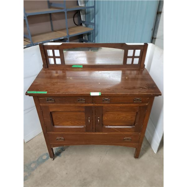 * Vintage Wooden Buffet Hutch w/Mirror - Cannot Ship
