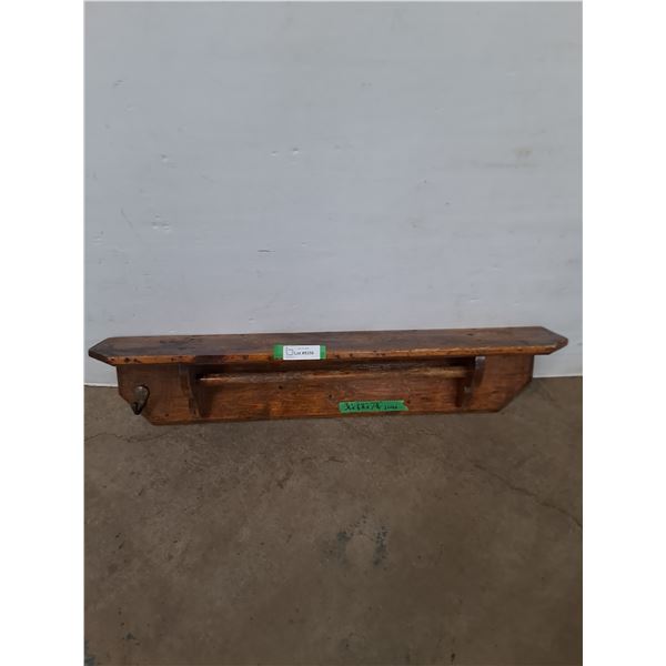 * Vintage Wooden Coat Rack Shelf - Pickup Only